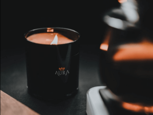 aura candle photo moody black